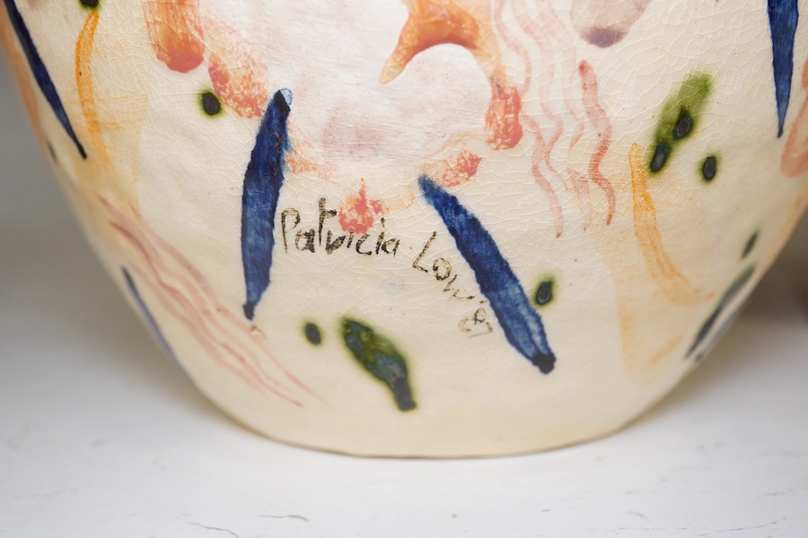 Patricia Low - a studio pottery vase, signed and dated ‘87, 24cm high. Condition - good.